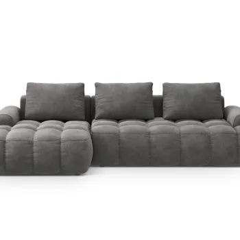 Coltar extensibil dreapta 3 locuri, Linz, Cosmopolitan Design, 275x142x84 cm, catifea, gri imagine