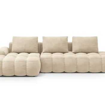 Coltar extensibil dreapta 3 locuri, Linz, Cosmopolitan Design, 275x142x84 cm, cotiera stanga, catifea, bej deschis imagine