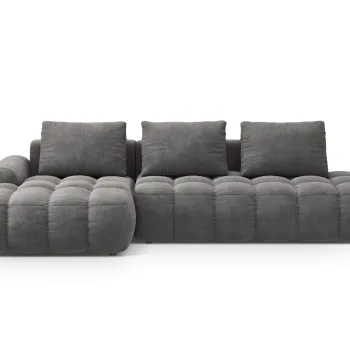 Coltar extensibil dreapta 3 locuri, Linz, Cosmopolitan Design, 275x142x84 cm, cotiera stanga, catifea, gri imagine