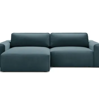Coltar extensibil dreapta 3 locuri, Victor, Micadoni Home, 246x148x83 cm, catifea, albastru imagine