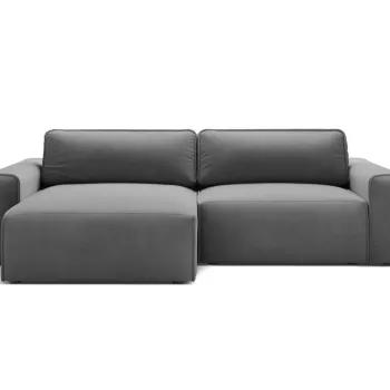Coltar extensibil dreapta 3 locuri, Victor, Micadoni Home, 246x148x83 cm, catifea, gri imagine