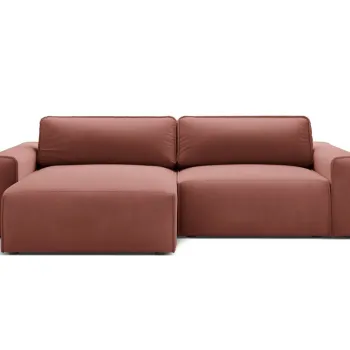 Coltar extensibil dreapta 3 locuri, Victor, Micadoni Home, 246x148x83 cm, catifea, roz imagine