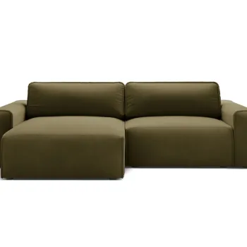 Coltar extensibil dreapta 3 locuri, Victor, Micadoni Home, 246x148x83 cm, catifea, verde muschi melanj imagine