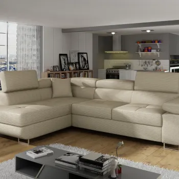 Coltar extensibil dreapta 4 locuri, ELTAP, Anton, 272x203x85 cm, lemn/poliester, bej imagine