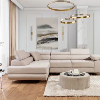 Coltar extensibil dreapta 4 locuri, ELTAP, Anton, 272x203x85 cm, lemn/poliester, bej deschis imagine