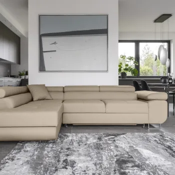 Coltar extensibil dreapta 4 locuri, ELTAP, Anton, 272x203x85 cm, lemn/poliester, bej inchis imagine