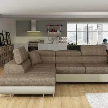 Coltar extensibil dreapta 4 locuri, ELTAP, Anton, 272x203x85 cm, lemn/poliester, bej inchis/bej deschis imagine