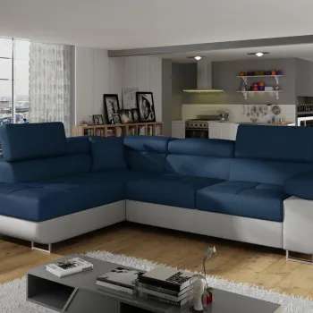 Coltar extensibil dreapta 4 locuri, ELTAP, Anton, 272x203x85 cm, lemn/poliester, bleumarin/gri imagine