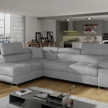 Coltar extensibil dreapta 4 locuri, ELTAP, Anton, 272x203x85 cm, lemn/poliester, gri deschis imagine