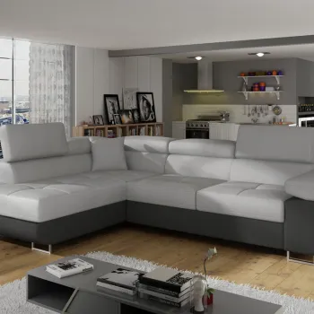 Coltar extensibil dreapta 4 locuri, ELTAP, Anton, 272x203x85 cm, lemn/poliester, gri deschis/gri inchis imagine