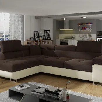 Coltar extensibil dreapta 4 locuri, ELTAP, Anton, 272x203x85 cm, lemn/poliester, maro/bej imagine