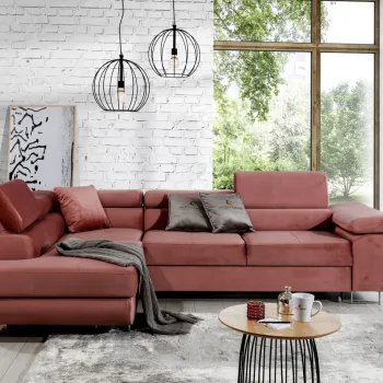 Coltar extensibil dreapta 4 locuri, ELTAP, Anton, 272x203x85 cm, lemn/poliester, roz imagine