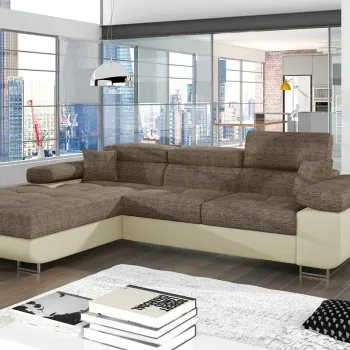 Coltar extensibil dreapta 4 locuri ELTAP, Armd-02, Armando, 289x203x85 cm, lemn/poliester, bej/bej deschis imagine