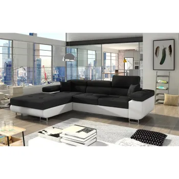 Coltar extensibil dreapta 4 locuri ELTAP, Armd-05, Armando, 289x203x85 cm, lemn/poliester, negru/alb imagine