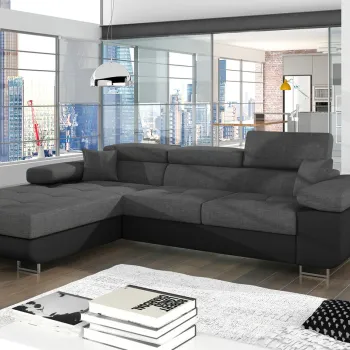 Coltar extensibil dreapta 4 locuri ELTAP, Armd-06, Armando, 289x203x85 cm, lemn/poliester, gri deschis/negru imagine