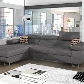 Coltar extensibil dreapta 4 locuri ELTAP, Armd-07, Armando, 289x203x85 cm, lemn/poliester, gri/multicolor imagine