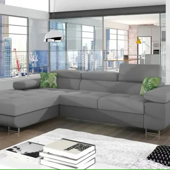 Coltar extensibil dreapta 4 locuri ELTAP, Armd-11, Armando, 289x203x85 cm, lemn/poliester, gri deschis/gri inchis imagine