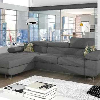 Coltar extensibil dreapta 4 locuri ELTAP, Armd-12, Armando, 289x203x85 cm, lemn/poliester, gri/verde imagine