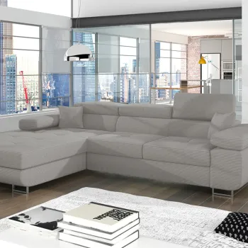 Coltar extensibil dreapta 4 locuri ELTAP, Armd-365, Armando, 289x203x85 cm, lemn/poliester, gri imagine