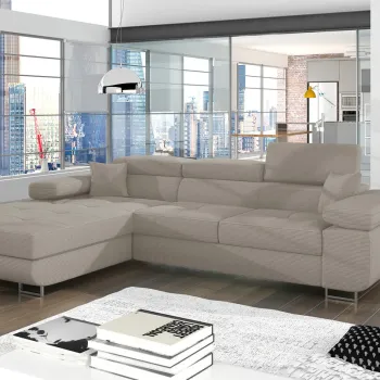 Coltar extensibil dreapta 4 locuri ELTAP, Armd-369, Armando, 289x203x85 cm, lemn/poliester, bej imagine