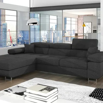 Coltar extensibil dreapta 4 locuri ELTAP, Armd-38, Armando, 289x203x85 cm, lemn/poliester, gri inchis imagine