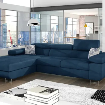 Coltar extensibil dreapta 4 locuri ELTAP, Armd-39, Armando, 289x203x85 cm, lemn/poliester, albastru inchis imagine