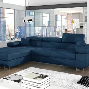 Coltar extensibil dreapta 4 locuri ELTAP, Armd-41, Armando, 289x203x85 cm, lemn/poliester, albastru inchis imagine