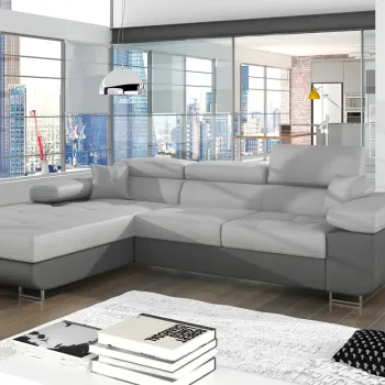 Coltar extensibil dreapta 4 locuri ELTAP, Armd-43, Armando, 289x203x85 cm, lemn/poliester, gri deschis/gri imagine