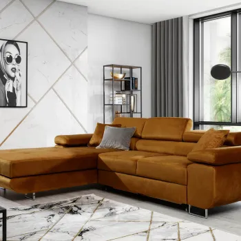 Coltar extensibil dreapta 4 locuri ELTAP, Armd-88, Armando, 289x203x85 cm, lemn/poliester, mustar imagine