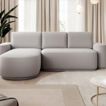 Coltar extensibil dreapta 4 locuri ELTAP, Aurumm, 285x180x92 cm, lemn/poliester, gri deschis imagine