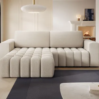 Coltar extensibil dreapta 4 locuri ELTAP, Bon-220, Bonett, 250x175x92 cm, lemn/poliester, bej deschis imagine