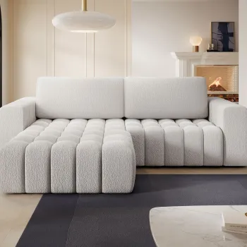 Coltar extensibil dreapta 4 locuri ELTAP, Bon-224, Bonett, 250x175x92 cm, lemn/poliester, alb murdar imagine