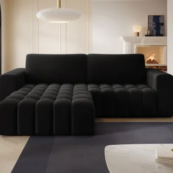 Coltar extensibil dreapta 4 locuri ELTAP, Bon-33, Bonett, 250x175x92 cm, lemn/poliester, negru imagine