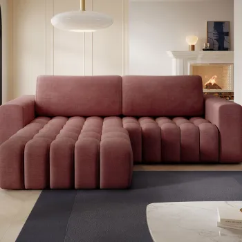 Coltar extensibil dreapta 4 locuri ELTAP, Bon-36, Bonett, 250x175x92 cm, lemn/poliester, roz inchis imagine