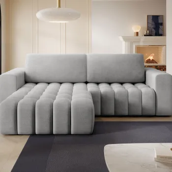 Coltar extensibil dreapta 4 locuri ELTAP, Bon-38, Bonett, 250x175x92 cm, lemn/poliester, gri deschis imagine