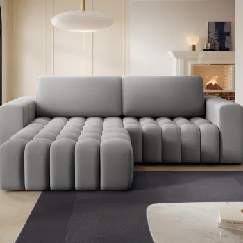 Coltar extensibil dreapta 4 locuri ELTAP, Bon-41, Bonett, 250x175x92 cm, lemn/poliester, gri deschis imagine