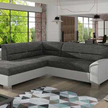 Coltar extensibil dreapta 4 locuri ELTAP, BR13, Bergen, 247x214x83 cm, lemn/poliester, gri inchis/alb imagine