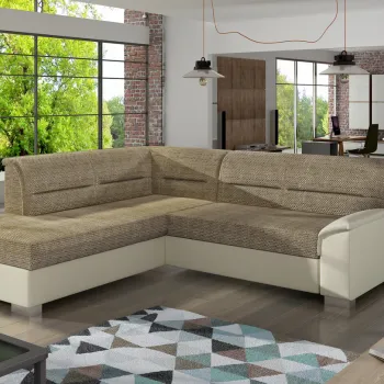 Coltar extensibil dreapta 4 locuri ELTAP, BR14, Bergen, 247x214x83 cm, lemn/poliester, bej inchis/bej deschis imagine