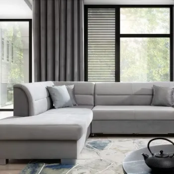 Coltar extensibil dreapta 4 locuri ELTAP, BR19, Bergen, 247x214x83 cm, lemn/poliester, gri deschis imagine