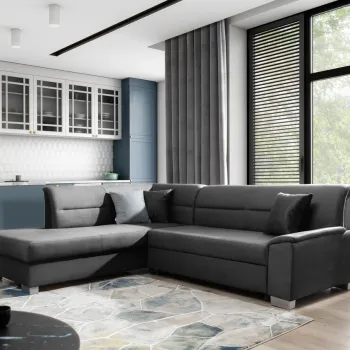 Coltar extensibil dreapta 4 locuri ELTAP, BR55, Bergen, 247x214x83 cm, lemn/poliester, gri inchis imagine