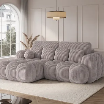 Coltar extensibil dreapta 4 locuri ELTAP, Covelion, 260x167x105 cm, lemn/catifea din poliester, gri imagine