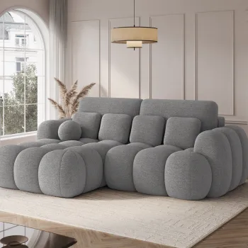Coltar extensibil dreapta 4 locuri ELTAP, Covelion, 260x167x105 cm, lemn/tesatura boucle, gri inchis imagine