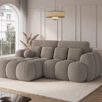 Coltar extensibil dreapta 4 locuri ELTAP, Covelion, 260x167x105 cm, lemn/tesatura boucle, maro imagine