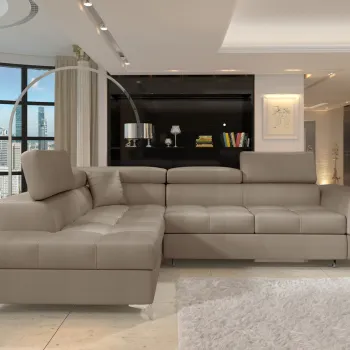 Coltar extensibil dreapta 4 locuri ELTAP, ERI-06, Eridano, 275x202x88 cm, lemn/poliester, maro deschis imagine