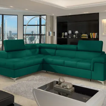 Coltar extensibil dreapta 4 locuri ELTAP, ERI-08, Eridano, 275x202x88 cm, lemn/poliester, verde inchis imagine