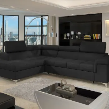 Coltar extensibil dreapta 4 locuri ELTAP, ERI-14, Eridano, 275x202x88 cm, lemn/poliester, negru imagine