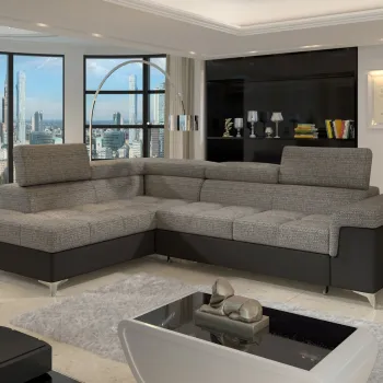 Coltar extensibil dreapta 4 locuri ELTAP, ERI-15, Eridano, 275x202x88 cm, lemn/poliester, gri/negru imagine