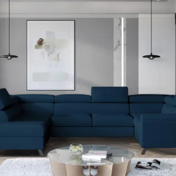 Coltar extensibil dreapta 4 locuri ELTAP, Esc-34, Escada, 336x200x92 cm, lemn/poliester, albastru inchis imagine