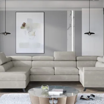 Coltar extensibil dreapta 4 locuri ELTAP, Esc-37, Escada, 336x200x92 cm, lemn/poliester, bej deschis imagine