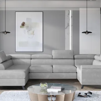 Coltar extensibil dreapta 4 locuri ELTAP, Esc-38, Escada, 336x200x92 cm, lemn/poliester, gri deschis imagine